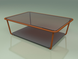 Couchtisch 002 (Broniertes Glas, Metall Rost, HPL Grau)