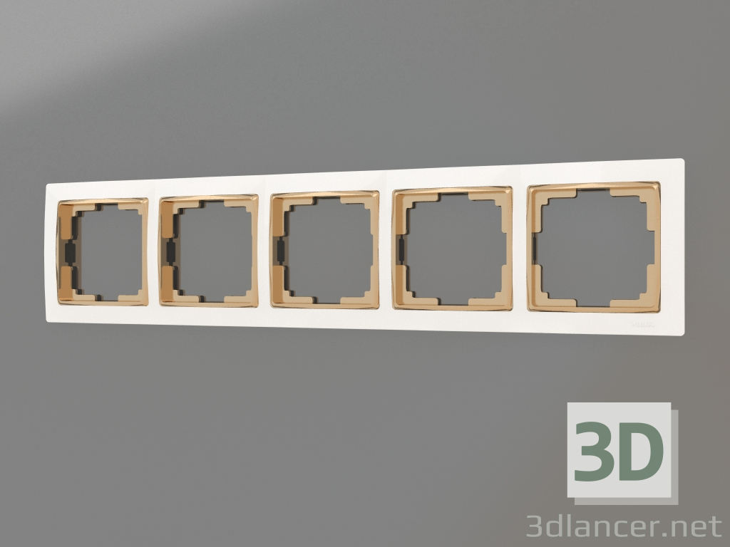 modello 3D Cornice per 5 montanti Snabb (bianco-oro) - anteprima