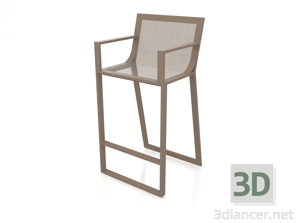 3d model Taburete alto con respaldo alto y reposabrazos (Bronce) - vista previa