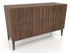 Cômoda com acabamento em folheado de nogueira F e laca cinza-escura fosca (120x45x75 cm)