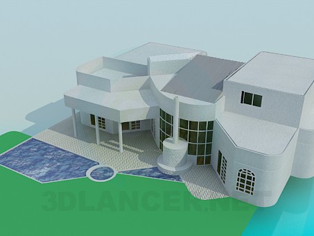 3d model Mansión con piscina - vista previa