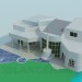 Modelo 3d Mansão com piscina - preview