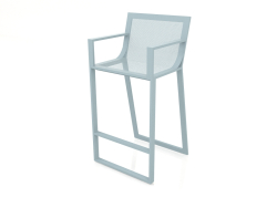 Tabouret haut avec dossier haut et accoudoirs (Bleu gris)