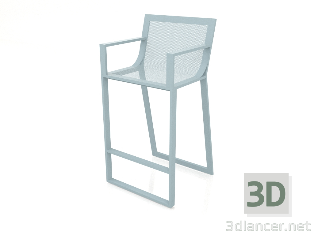 modèle 3D Tabouret haut avec dossier haut et accoudoirs (Bleu gris) - preview