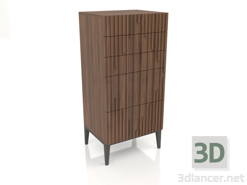 modèle 3D Commode haute, placage noyer finition F, laque mate gris foncé (55,6 x 45 x 118 cm) - preview