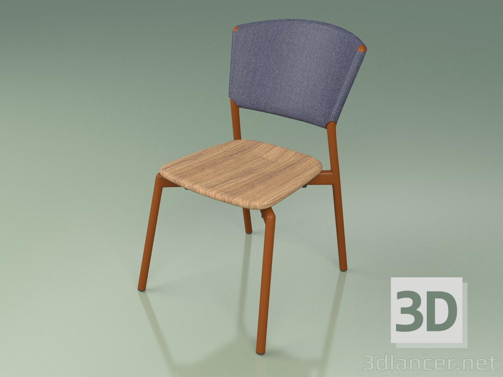 modello 3D Sedia 020 (Metallo Ruggine, Blu) - anteprima