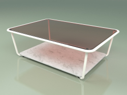 Table basse 002 (Verre Bronzé, Métal Lait, Marbre de Carrare)