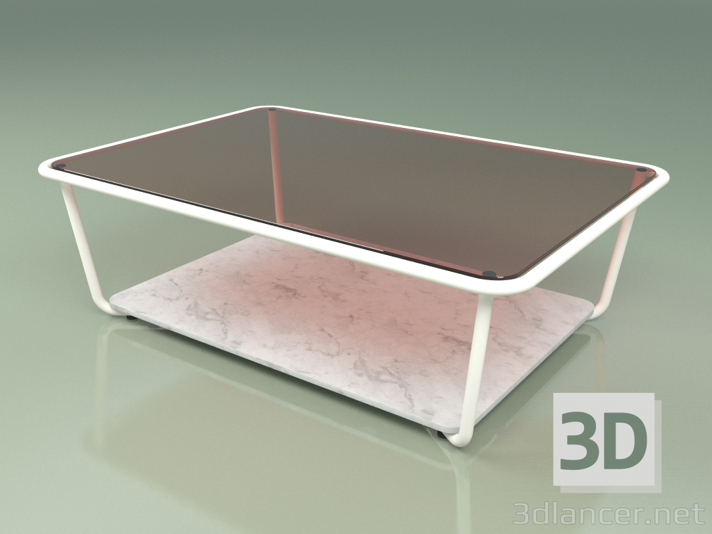 3d model Mesa de centro 002 (Vidrio bronceado, Leche de metal, Mármol de Carrara) - vista previa