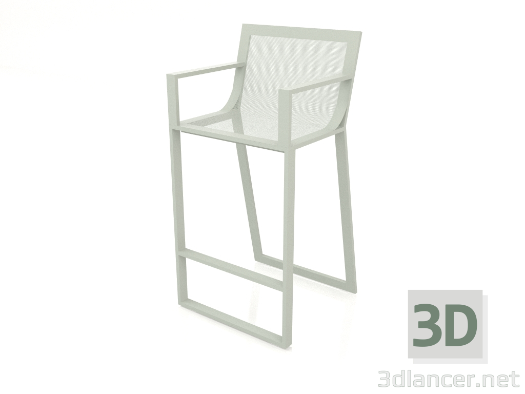 3d model Taburete alto con respaldo alto y reposabrazos (Gris cemento) - vista previa