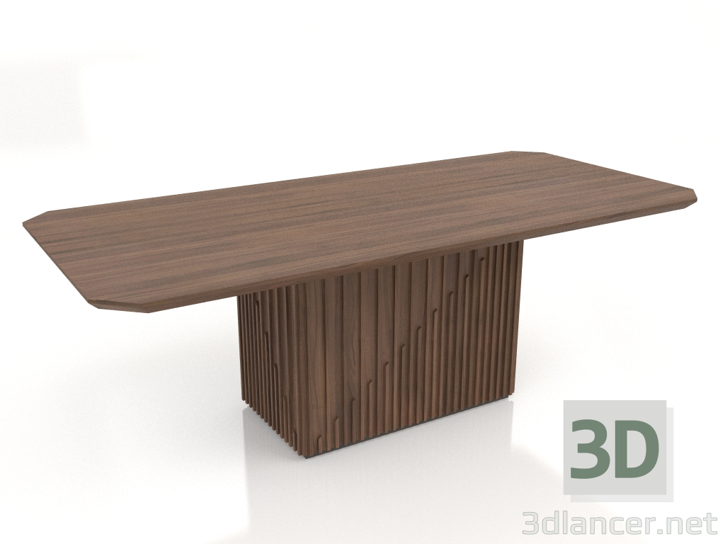 3d модель Обеденный стол, отделка ореха шпона F, темно-серый матовый лак (220x100x75 см) – превью