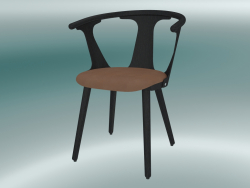 Silla intermedia (SK2, H 77cm, 58x54cm, Roble lacado negro, Cuero - Seda coñac)