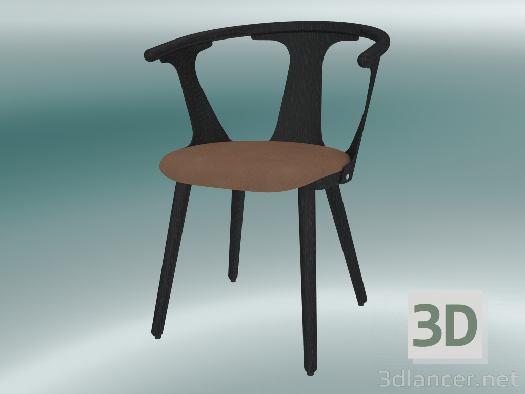 3d model Silla intermedia (SK2, H 77cm, 58x54cm, Roble lacado negro, Cuero - Seda coñac) - vista previa