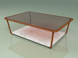 Table basse 002 (Verre Bronzé, Rouille Métallique, Marbre de Carrare)