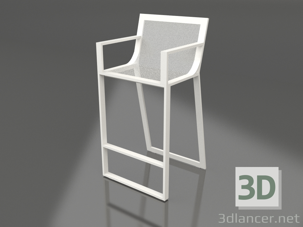 modello 3D Sgabello alto con schienale alto e braccioli (Grigio agata) - anteprima