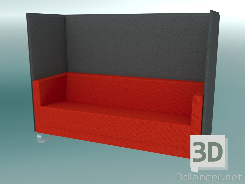 modello 3D Divano triplo con pareti divisorie, su console (VL3 VW) - anteprima