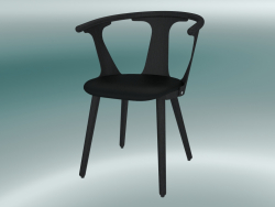 Silla intermedia (SK2, A 77cm, 58x54cm, Roble lacado negro, Cuero - Seda negra)