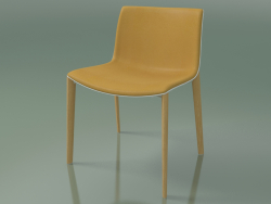 Silla 2086 (4 patas de madera, polipropileno PO00401, con tapicería de cuero, roble natural)