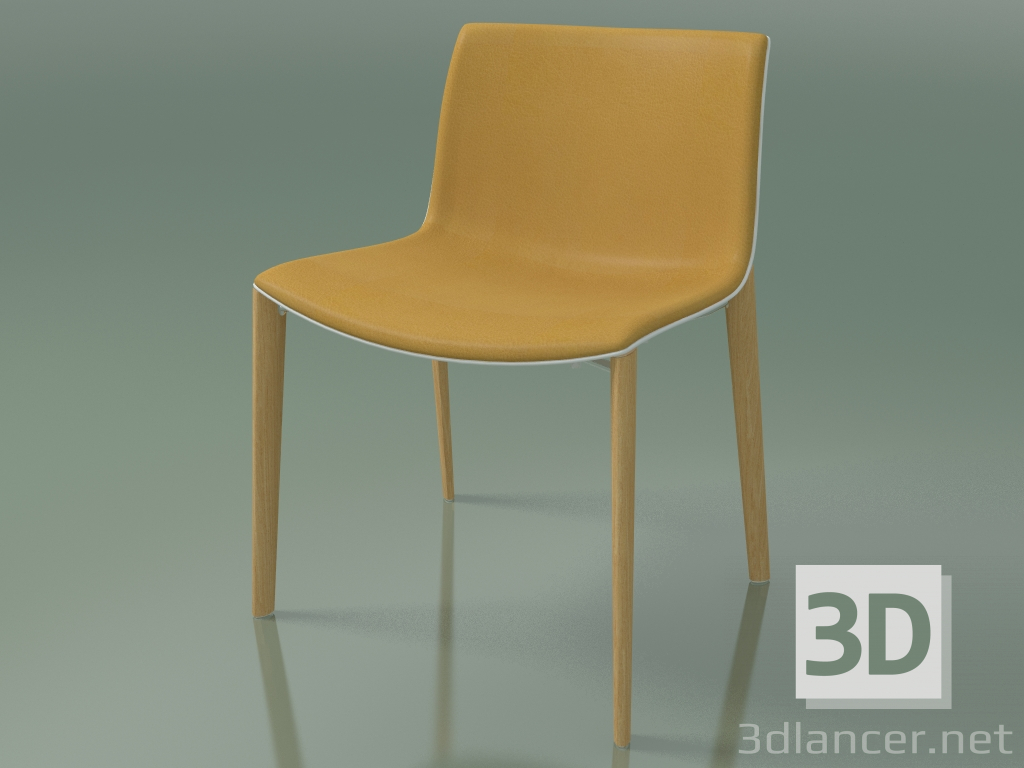 3d model Silla 2086 (4 patas de madera, polipropileno PO00401, con tapicería de cuero, roble natural) - vista previa