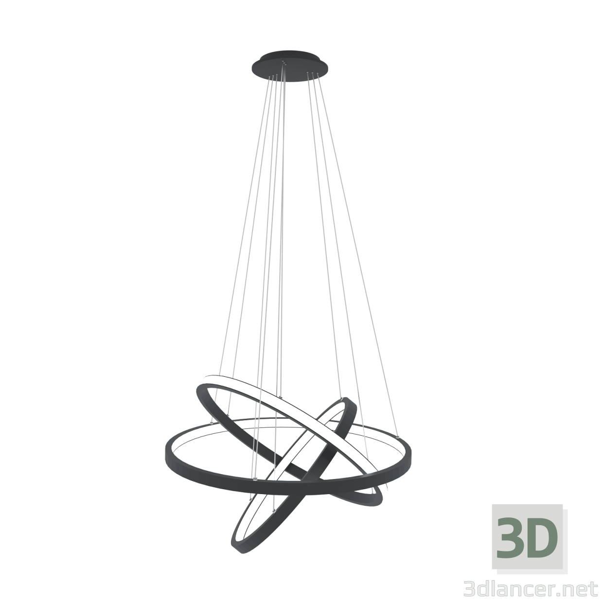 3D Modell Moderner schwarzer Kronleuchter - Vorschau