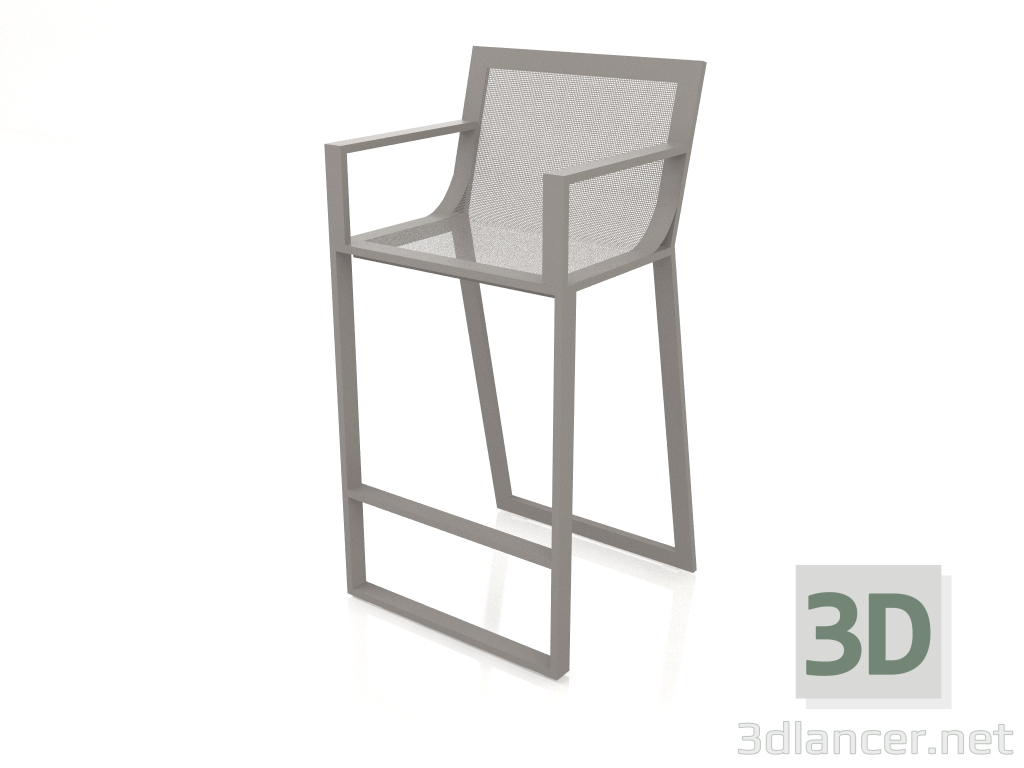 3d model Taburete alto con respaldo alto y reposabrazos (Gris cuarzo) - vista previa