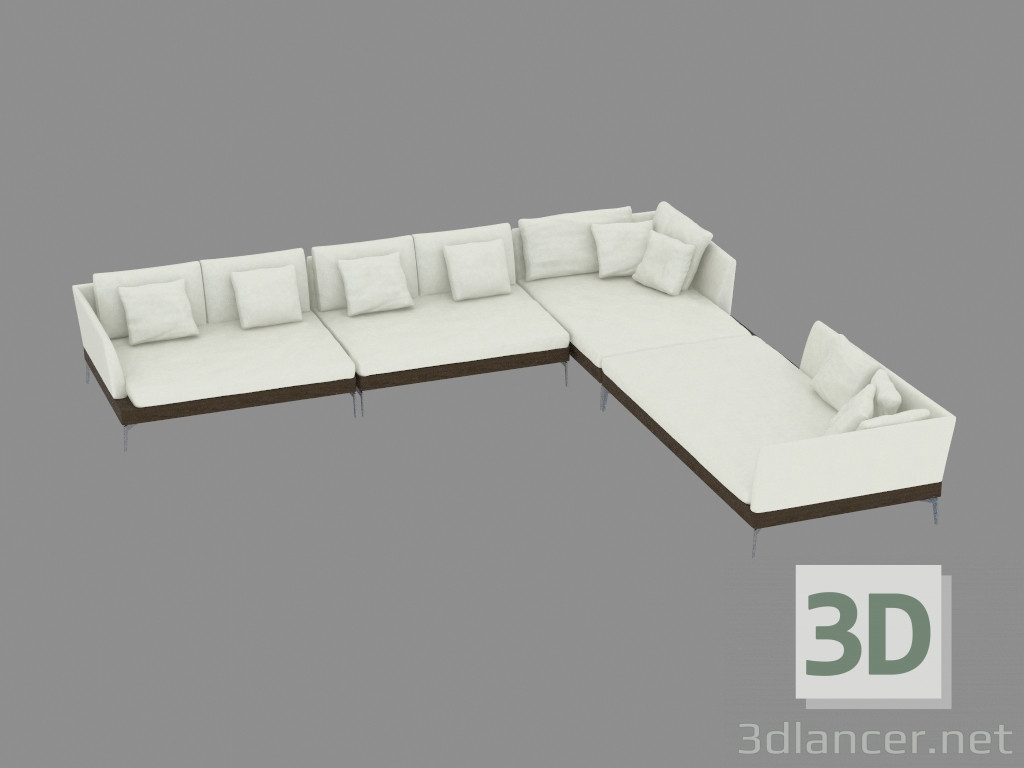 3D Modell Modular Ledersofa Fianco 144 - Vorschau