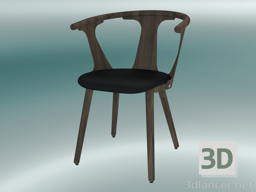 3d model Silla intermedia (SK2, A 77cm, 58x54cm, Roble engrasado ahumado, Cuero - Seda negra) - vista previa