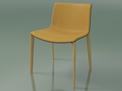 Silla 2086 (4 patas de madera, polipropileno PO00404, con tapicería de cuero, roble natural)