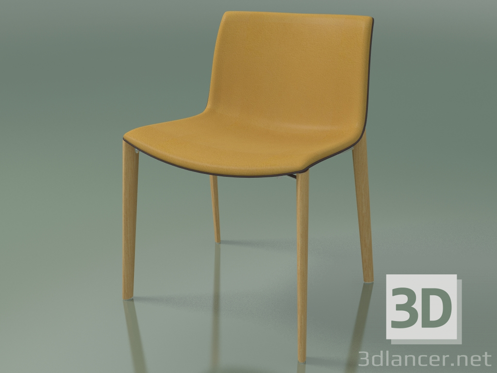 3d model Silla 2086 (4 patas de madera, polipropileno PO00404, con tapicería de cuero, roble natural) - vista previa