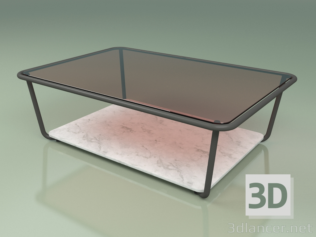 3d model Mesa de centro 002 (vidrio bronceado, metal ahumado, mármol de Carrara) - vista previa