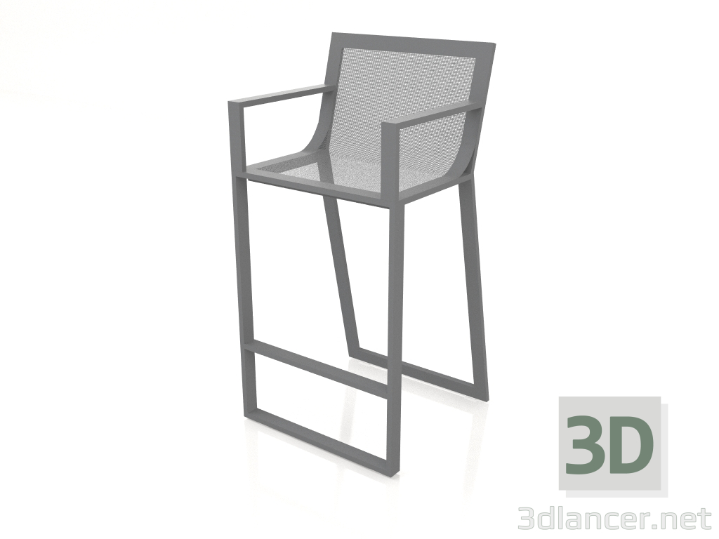 Modelo 3d Banqueta alta com encosto alto e braços (Antracite) - preview