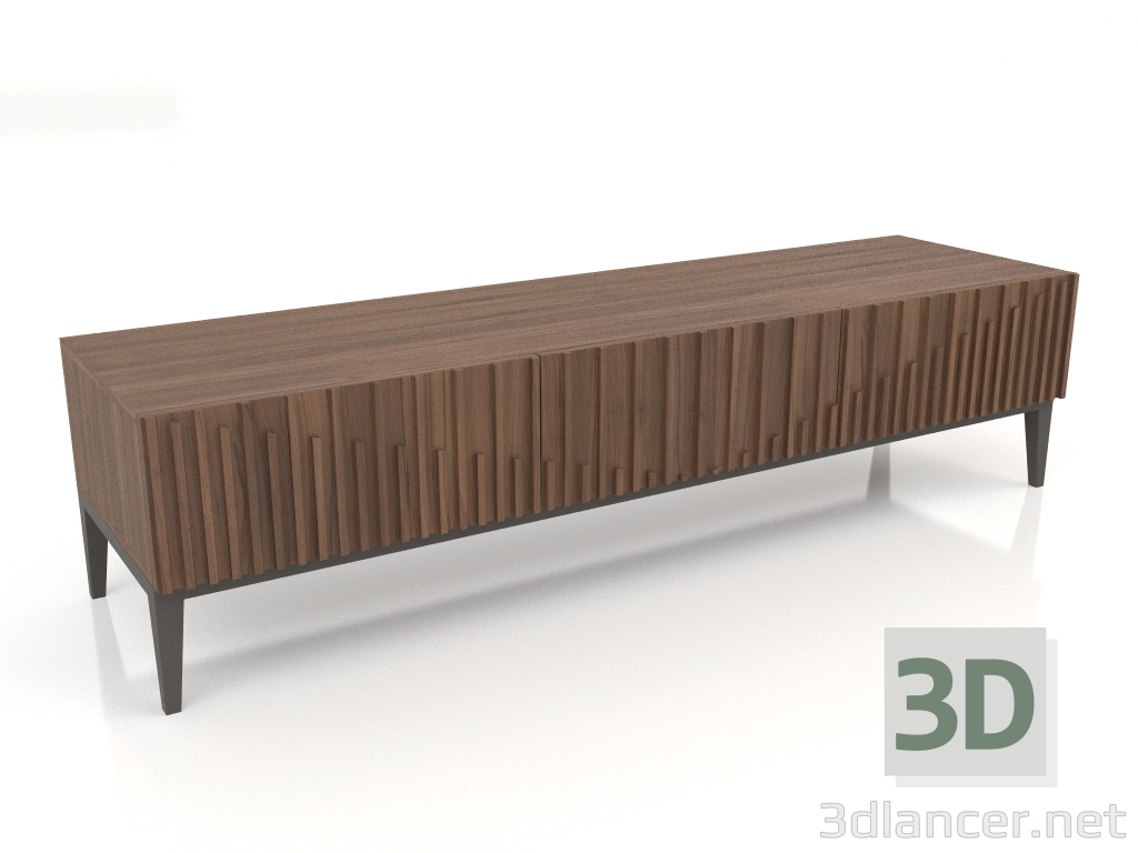 modello 3D Mobile porta TV, finitura noce impiallacciato F, laccato opaco grigio scuro (180x50x45,3 cm) - anteprima