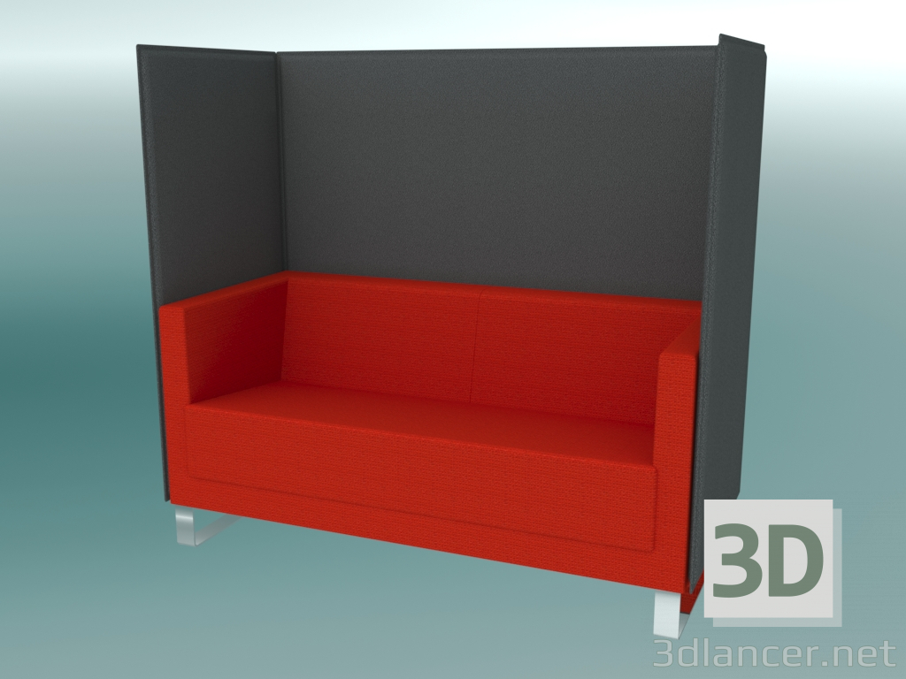 modello 3D Divano 2,5 posti con pareti divisorie, su console (VL2,5 VW) - anteprima