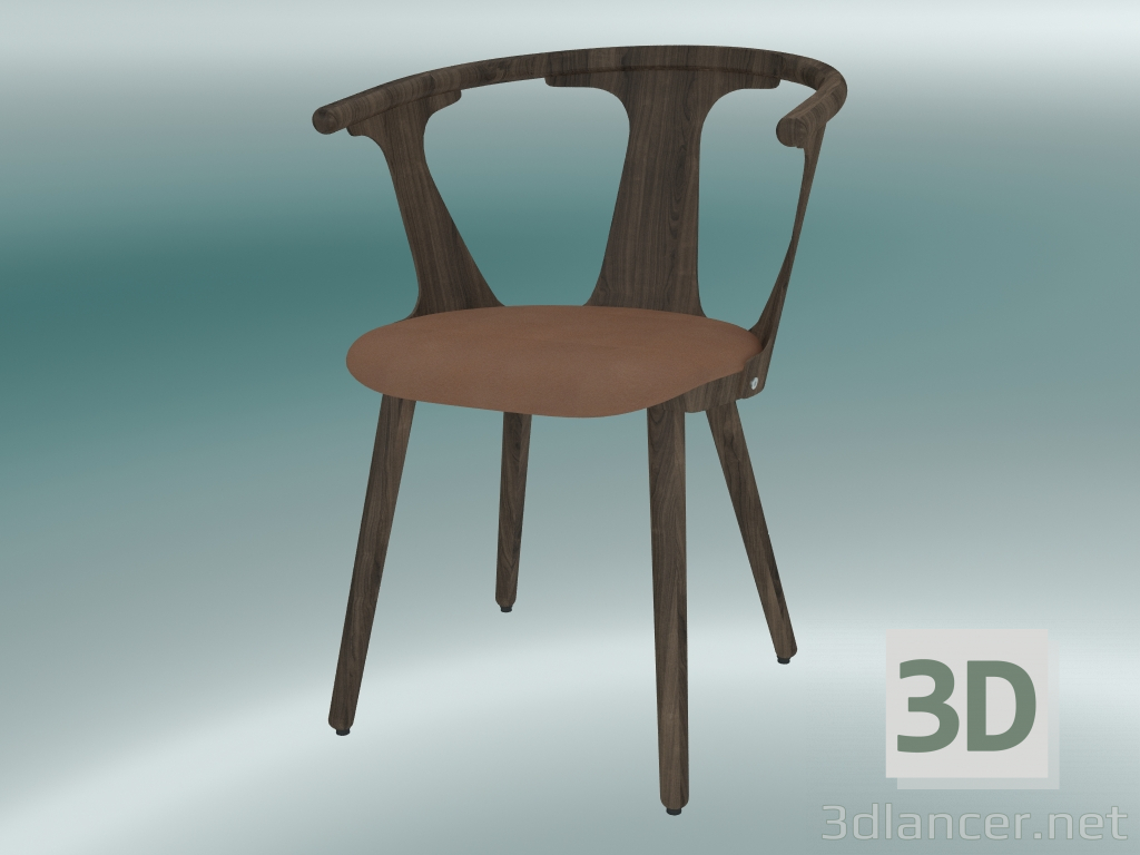 3D Modell Stuhl dazwischen (SK2, H 77 cm, 58 x 54 cm, geräucherte geölte Eiche, Leder - Cognac-Seide) - Vorschau