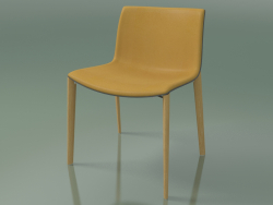 Silla 2086 (4 patas de madera, polipropileno PO00412, con tapicería de cuero, roble natural)