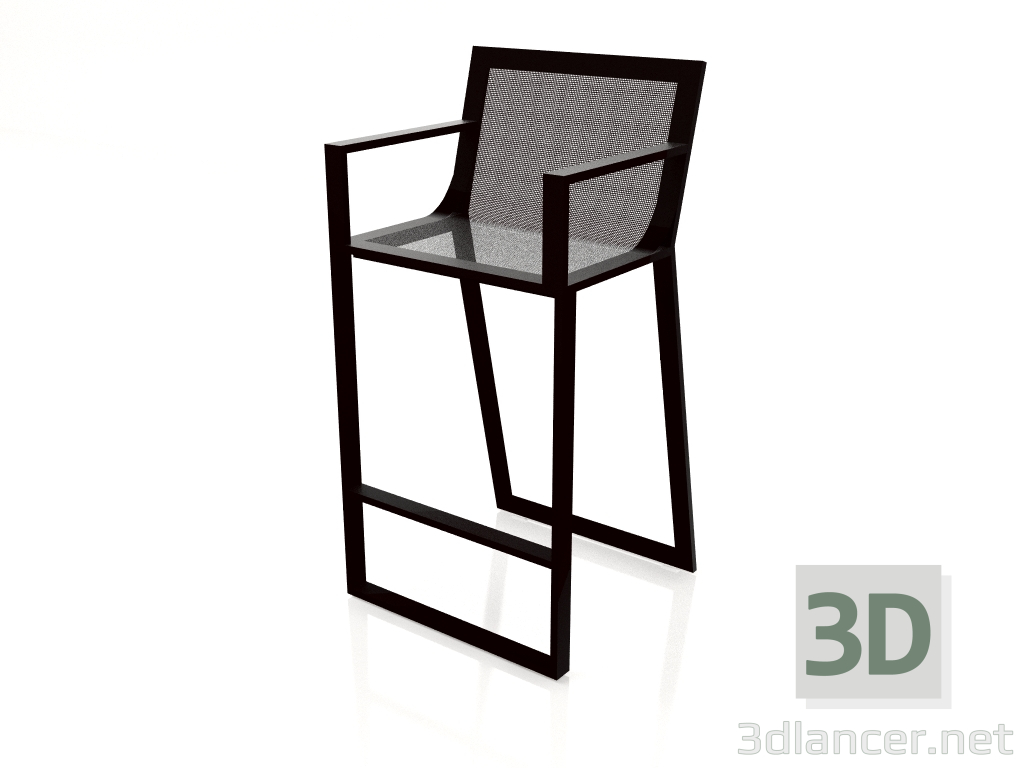 3d model Taburete alto con respaldo alto y reposabrazos (Negro) - vista previa