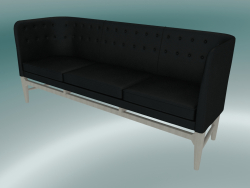 Divano triplo Mayor (AJ5, H 82cm, 62x200cm, Rovere oliato bianco, Pelle - Seta nera)