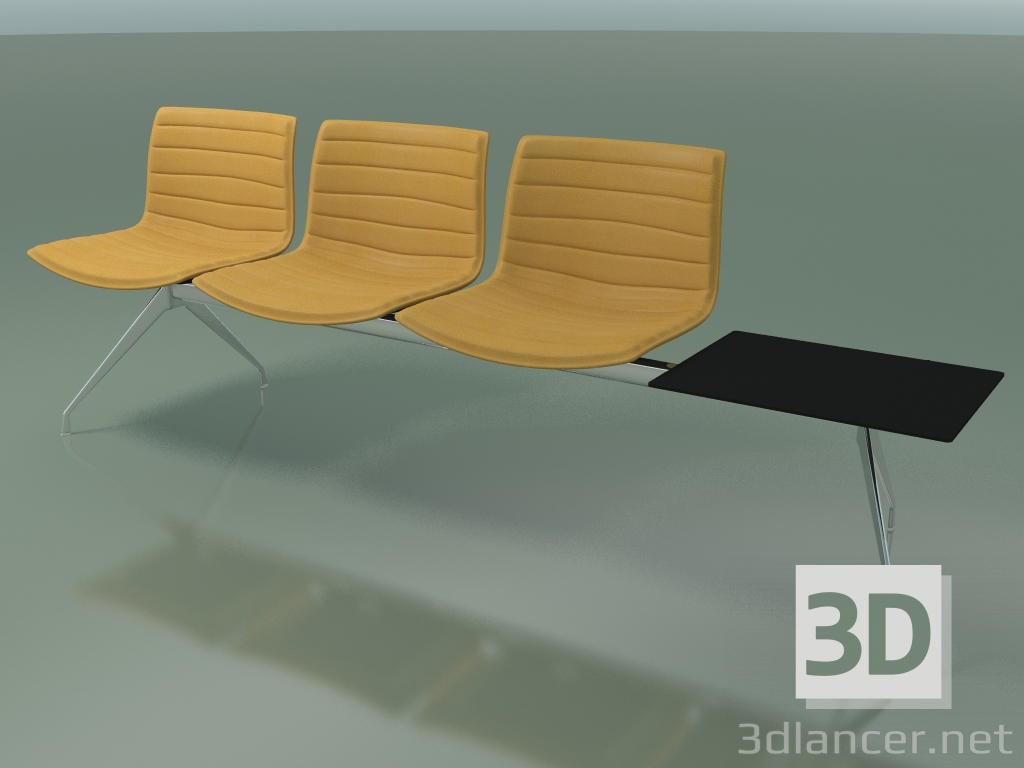 3d model Banco 2037 (triple, con una mesa, con tapicería de cuero) - vista previa