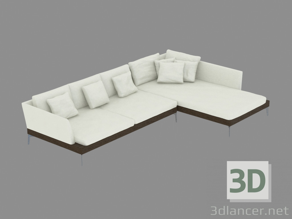 3D modeli Koltuk fianco Dönem 209 modüler deri köşe - önizleme