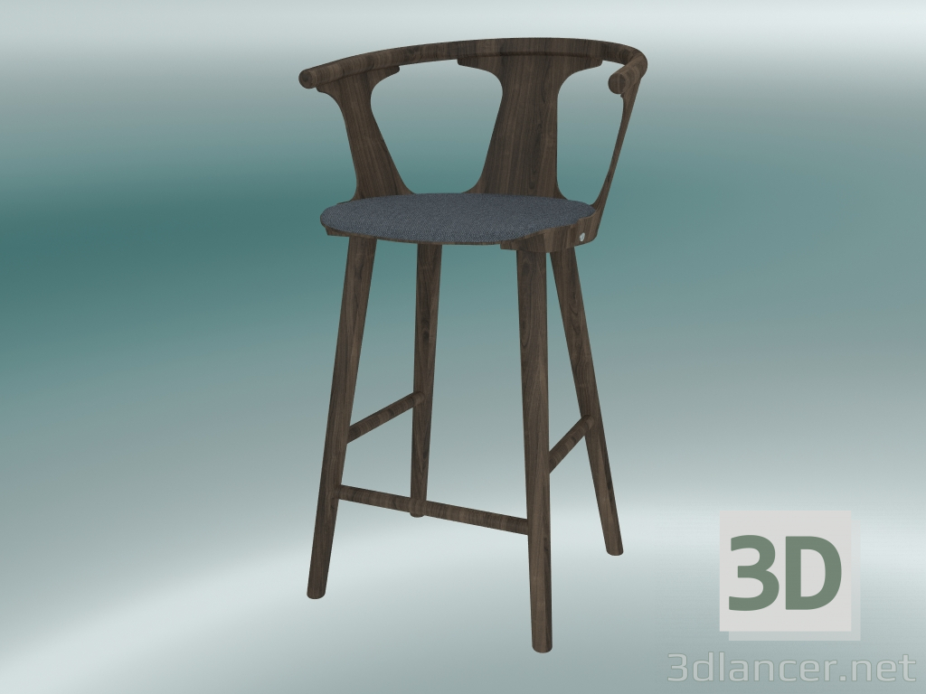 3d model Silla de bar en el medio (SK8, H 92cm, 58x54cm, roble aceitado ahumado, Fiord 171) - vista previa