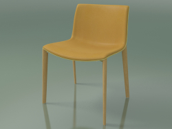 Silla 2086 (4 patas de madera, polipropileno PO00415, con tapicería de cuero, roble natural)