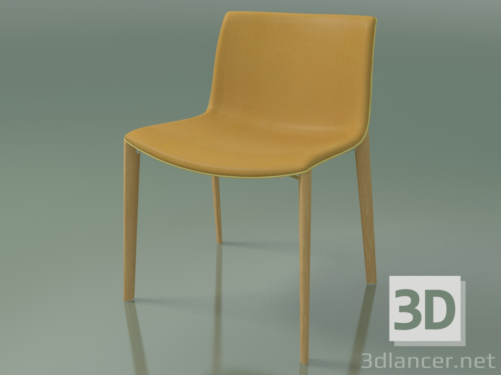 3d model Silla 2086 (4 patas de madera, polipropileno PO00415, con tapicería de cuero, roble natural) - vista previa