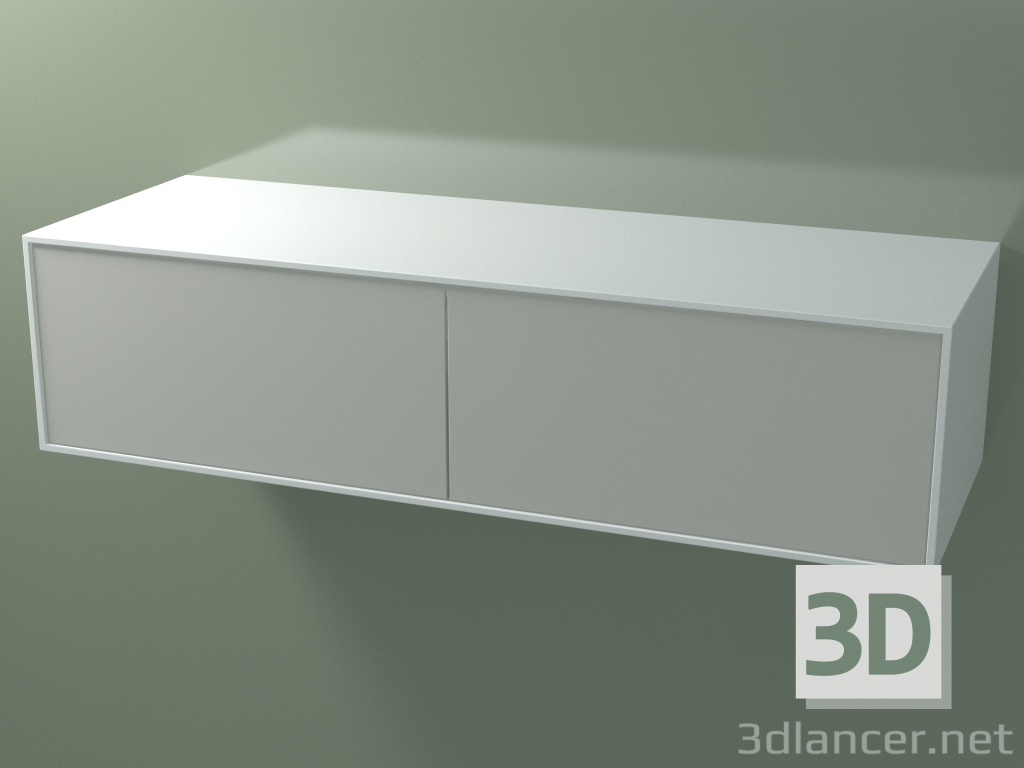 3D Modell Doppelbox (8AUF B02, Glacier White C01, HPL P02, L 144, P 50, H 36 cm) - Vorschau