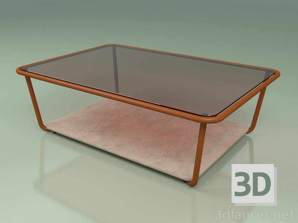 3d model Mesa de centro 002 (vidrio bronceado, óxido de metal, piedra Farsena) - vista previa