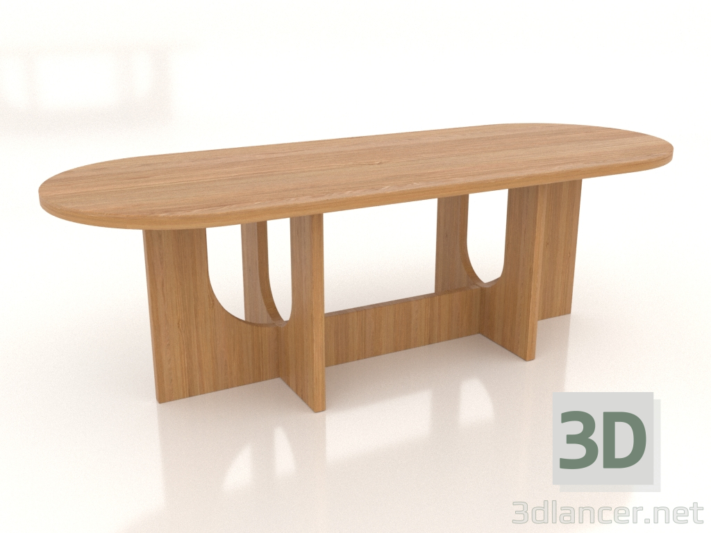 modello 3D Tavolo da pranzo OVALE GRANDE 2400x900 mm (rovere naturale) - anteprima