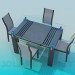 3d model Table with glass top and chairs - preview