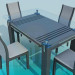 3d model Table with glass top and chairs - preview