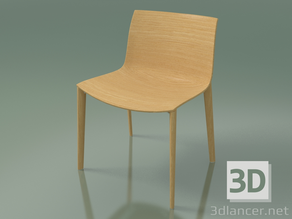 3D Modell Stuhl 2087 (4 Holzbeine, ohne Polsterung, natürliche Eiche) - Vorschau