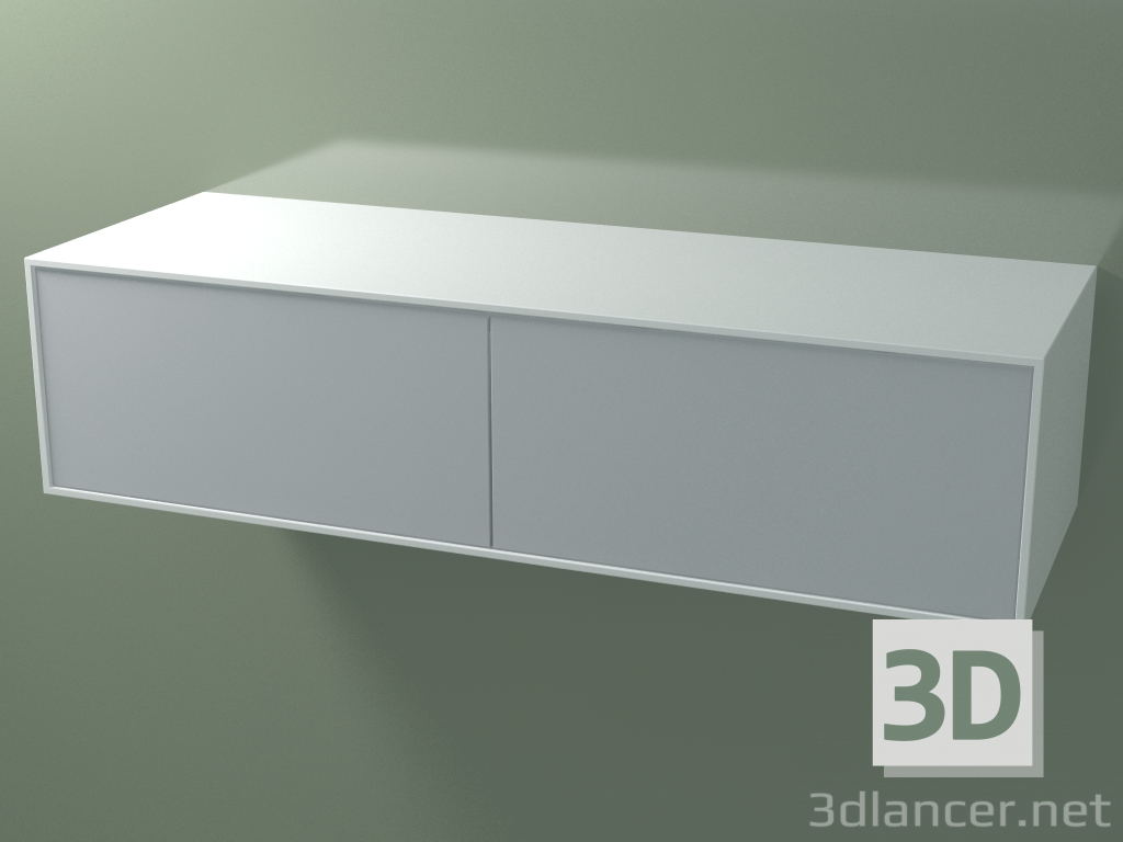 3D Modell Doppelbox (8AUF B02, Glacier White C01, HPL P03, L 144, P 50, H 36 cm) - Vorschau