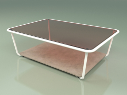 Table basse 002 (Verre Bronzé, Métal Lait, Pierre Farsena)