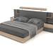 modello 3D Set letto Kuffert Class 180x200 e 2 comodini Top (rovere-grafite) - anteprima